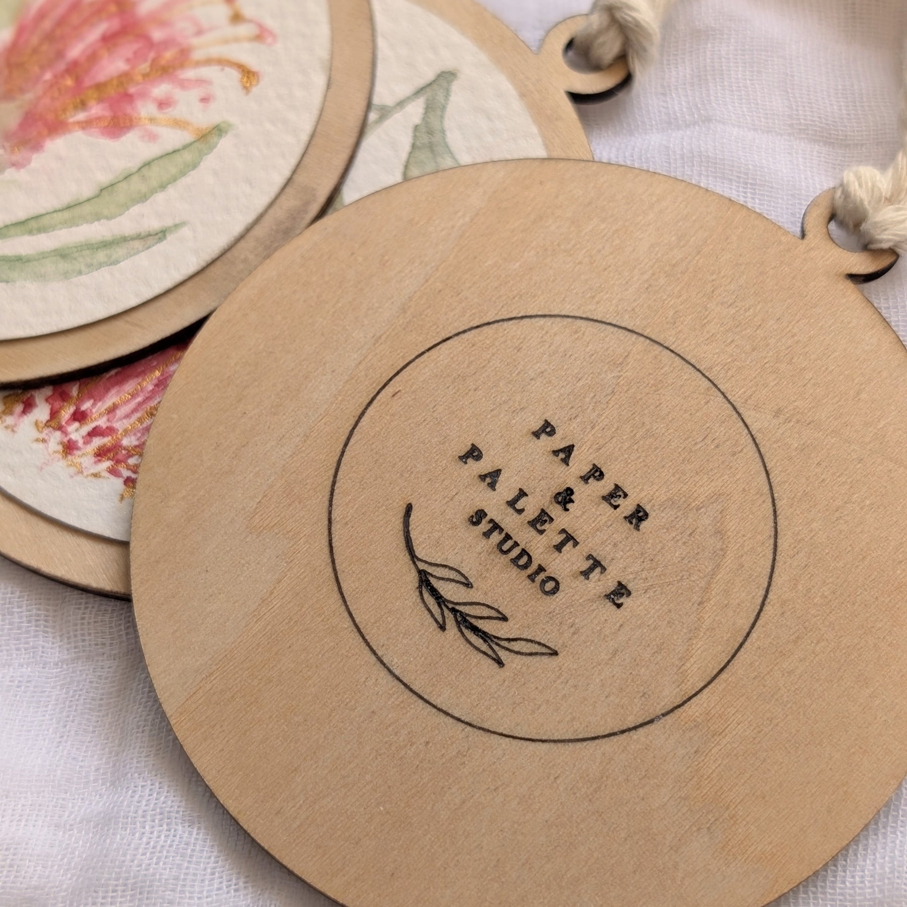 Australian Wildflower Christmas Baubles – Set of 3 | Original Watercolour on Reclaimed Timber