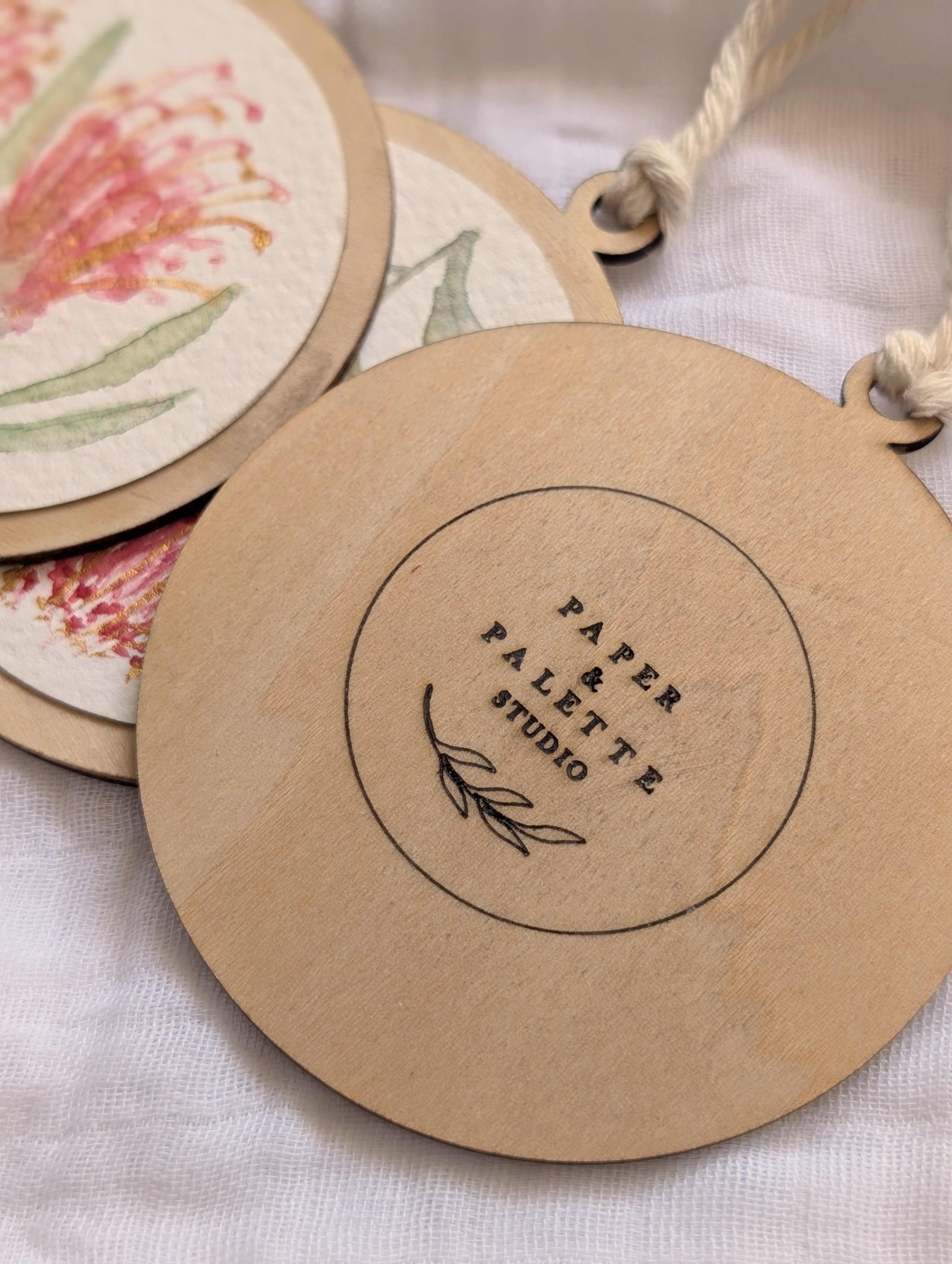 Australian Wildflower Christmas Baubles – Set of 3 | Original Watercolour on Reclaimed Timber