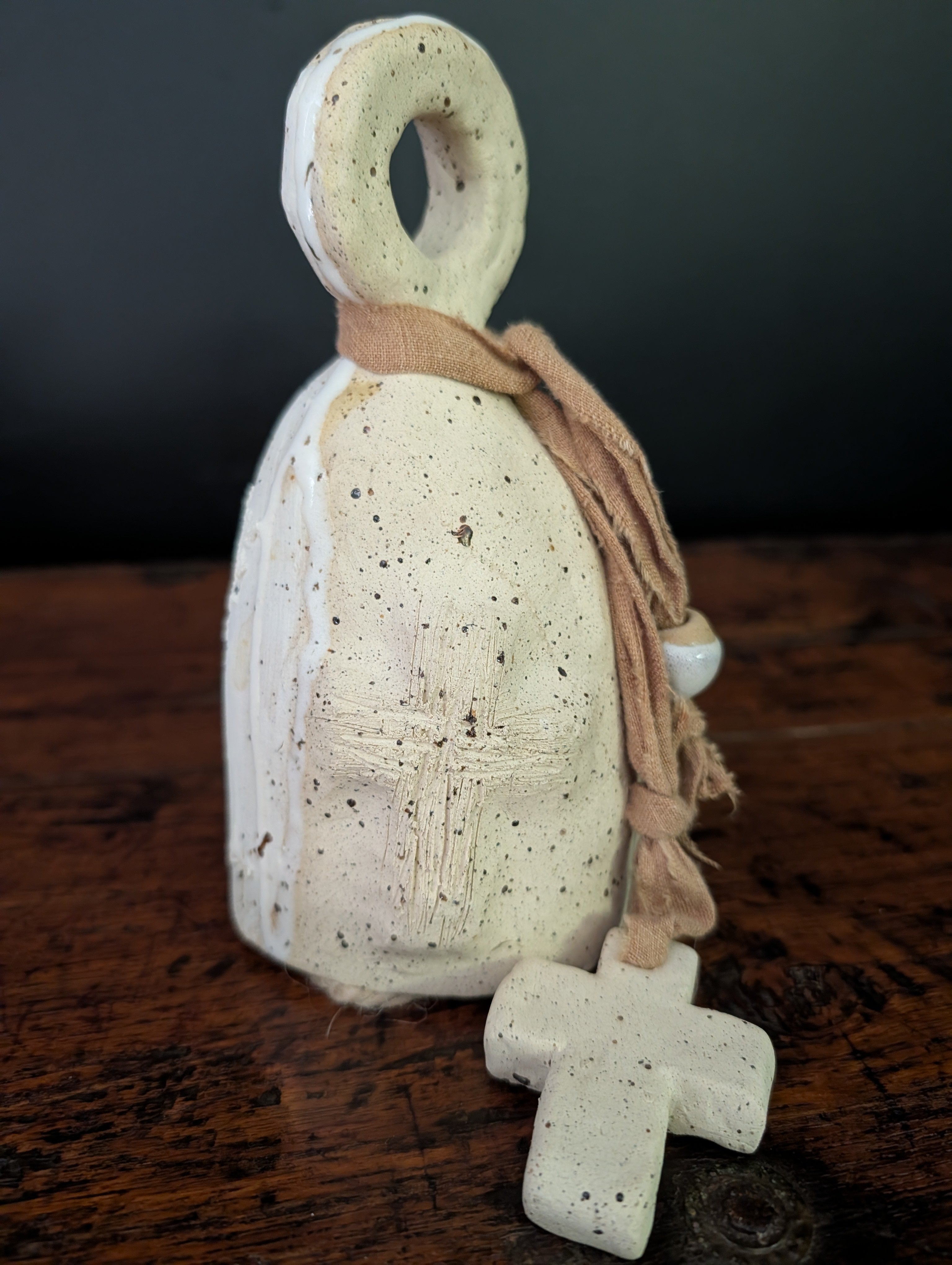 Modern Rustic Stoneware Bell - Sculptural décor
