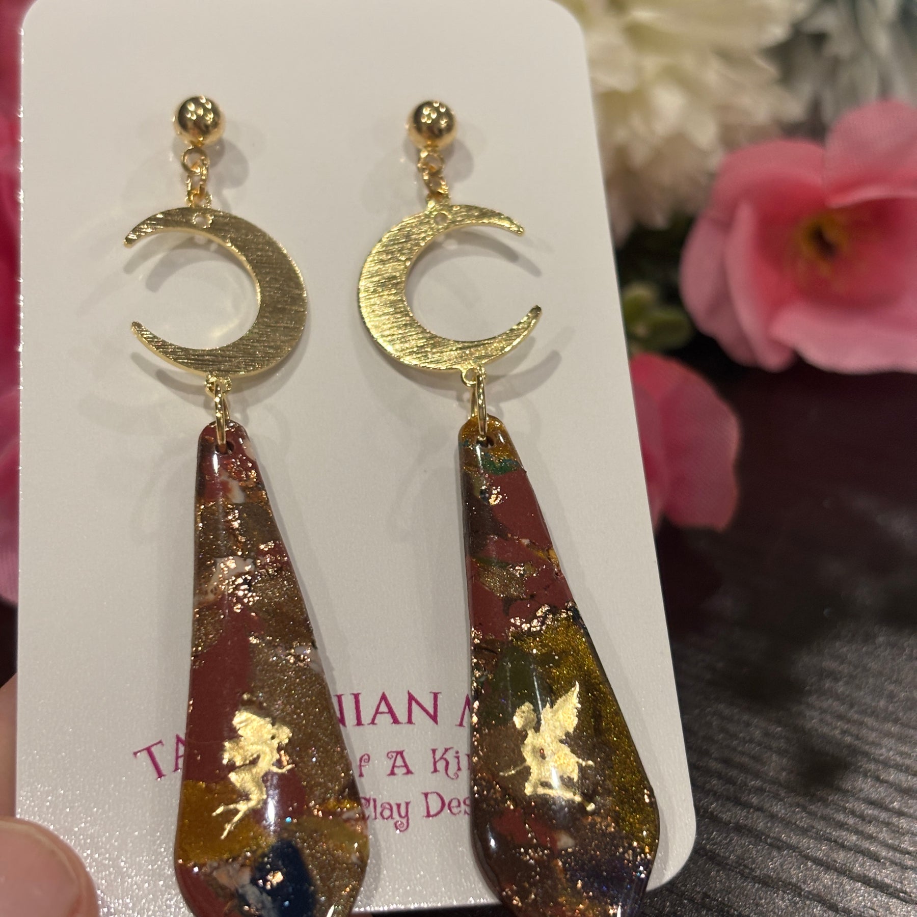 Enchanted Moon – One of a Kind Handmade Polymer Clay Fairy Earrings