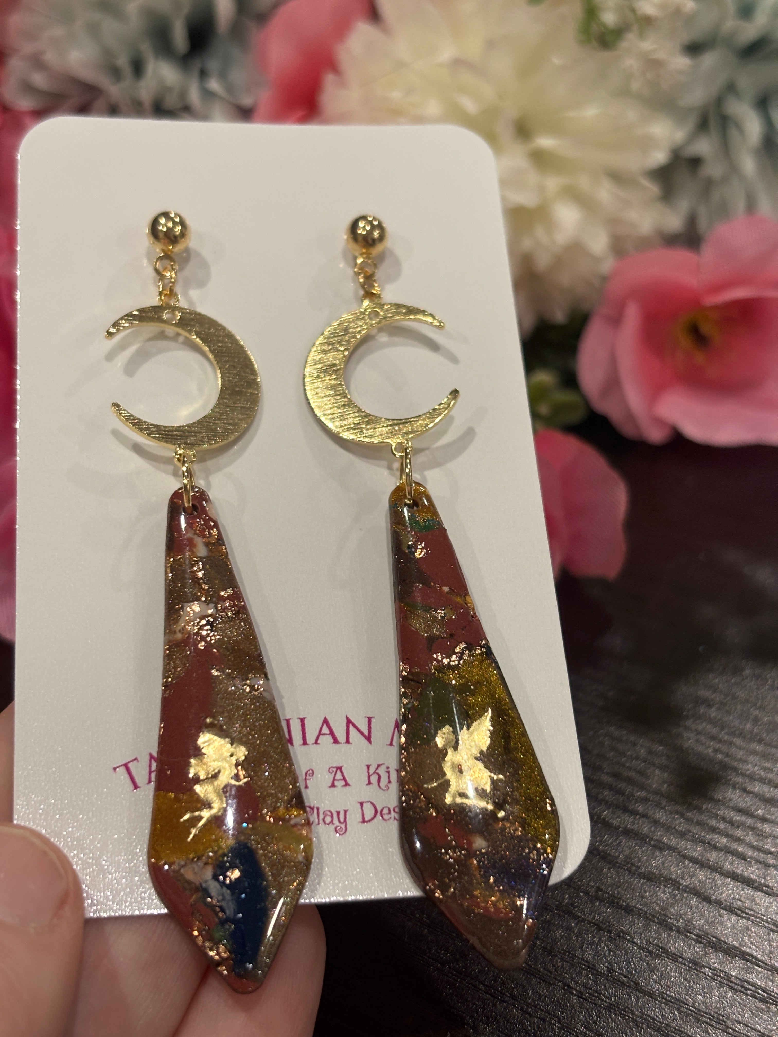 Enchanted Moon – One of a Kind Handmade Polymer Clay Fairy Earrings