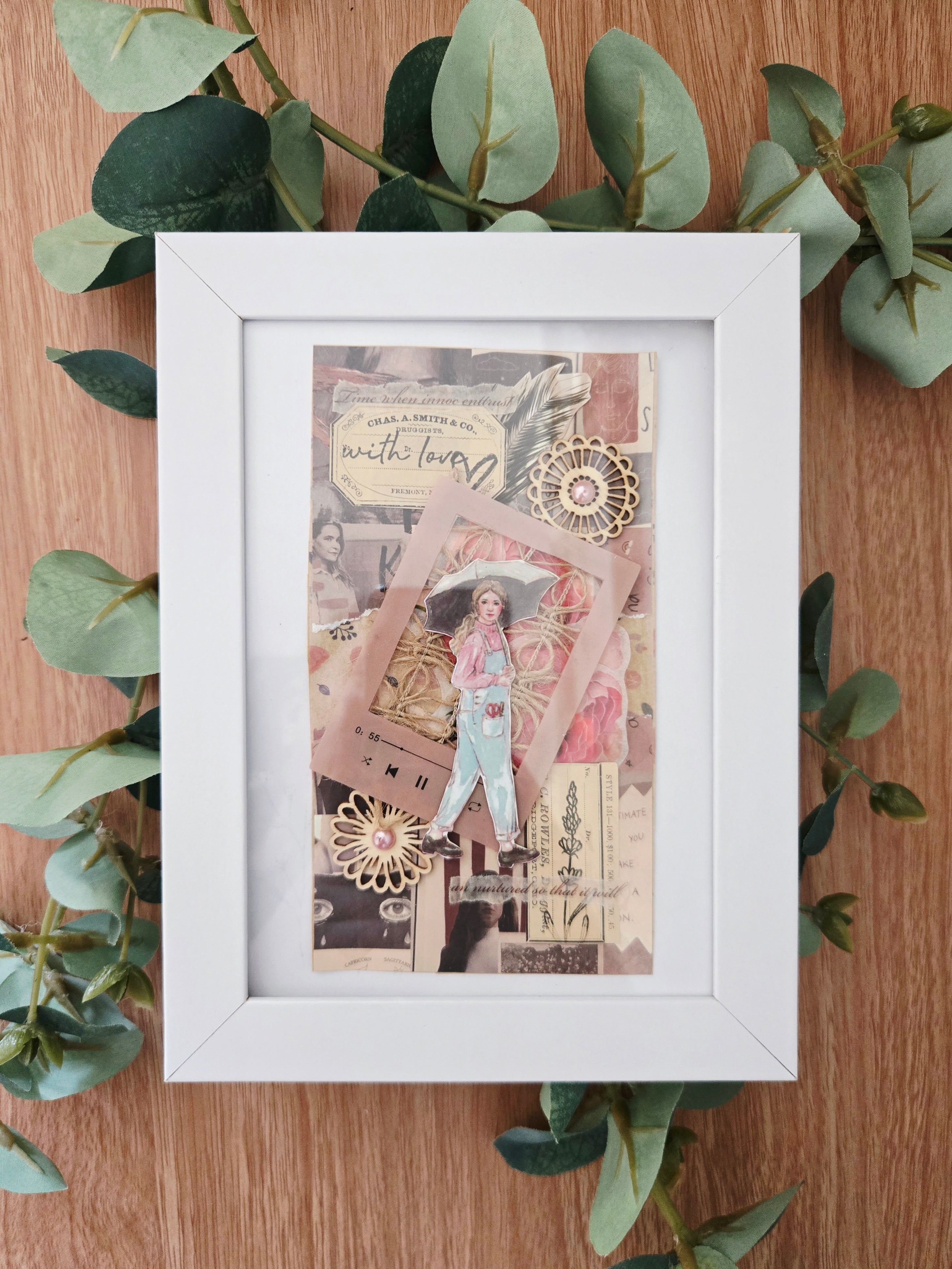 Mixed media framed artwork ~ "with love"
