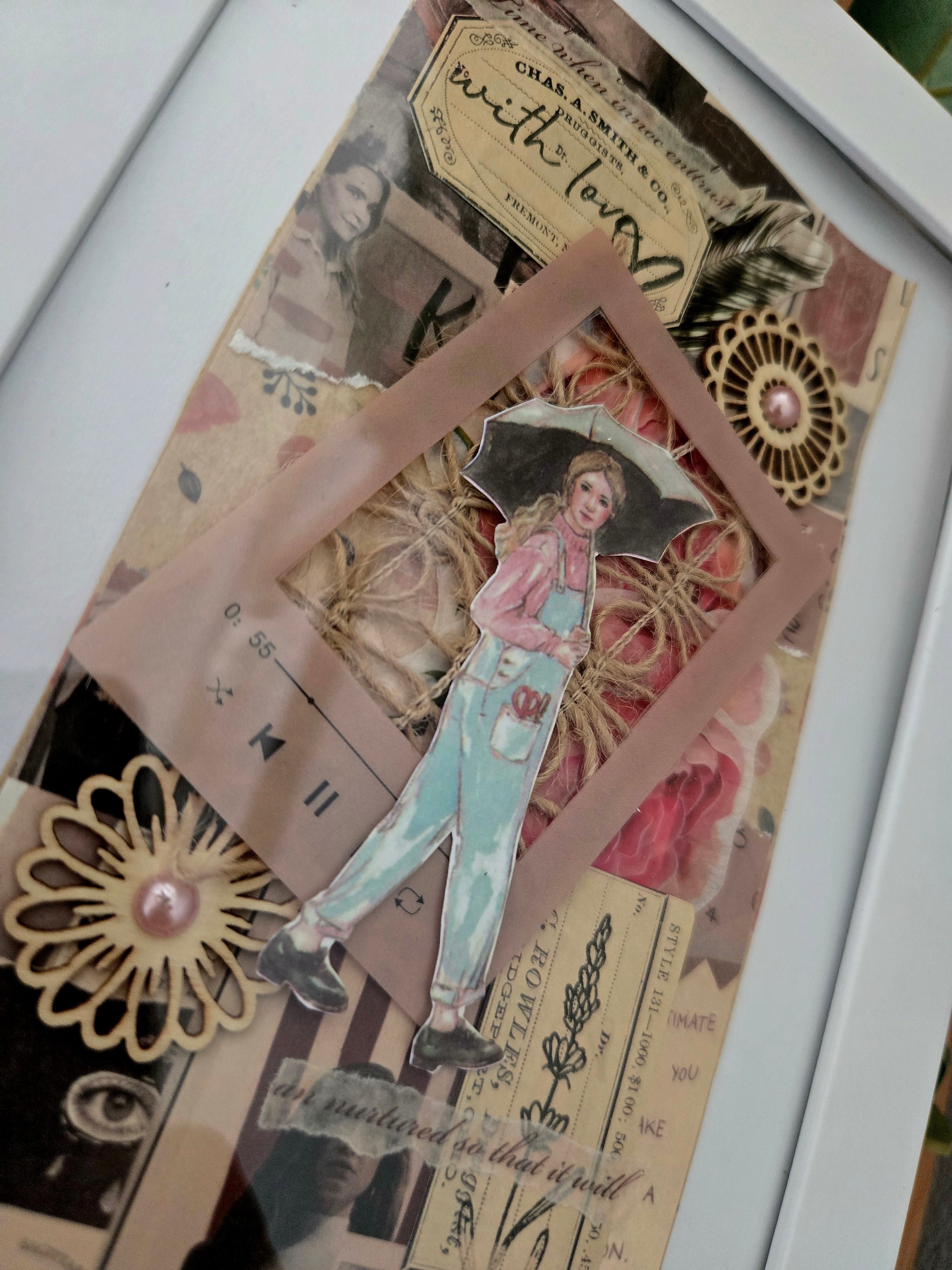 Mixed media framed artwork ~ "with love"