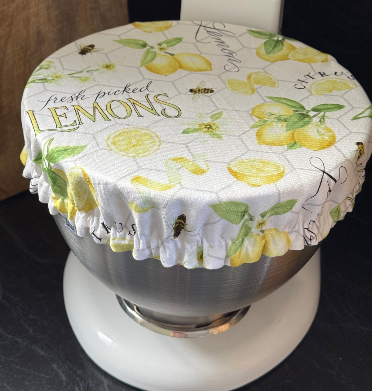 Fresh Picked Lemons Reversible Fabric Bowl Cover – Yellow Gingham – Handmade in Tasmania