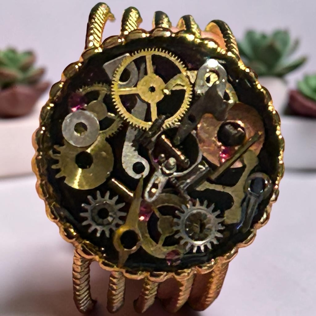 Steampunk watch parts Womans ring