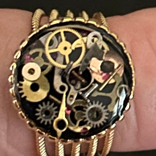 Steampunk watch parts Womans ring