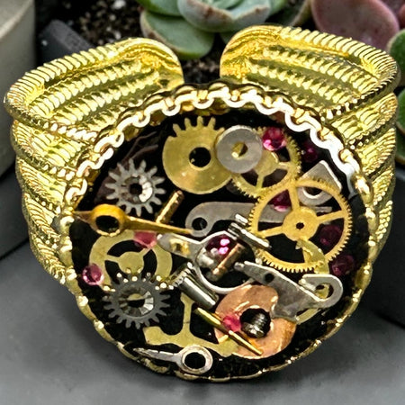 Steampunk watch parts Womans ring