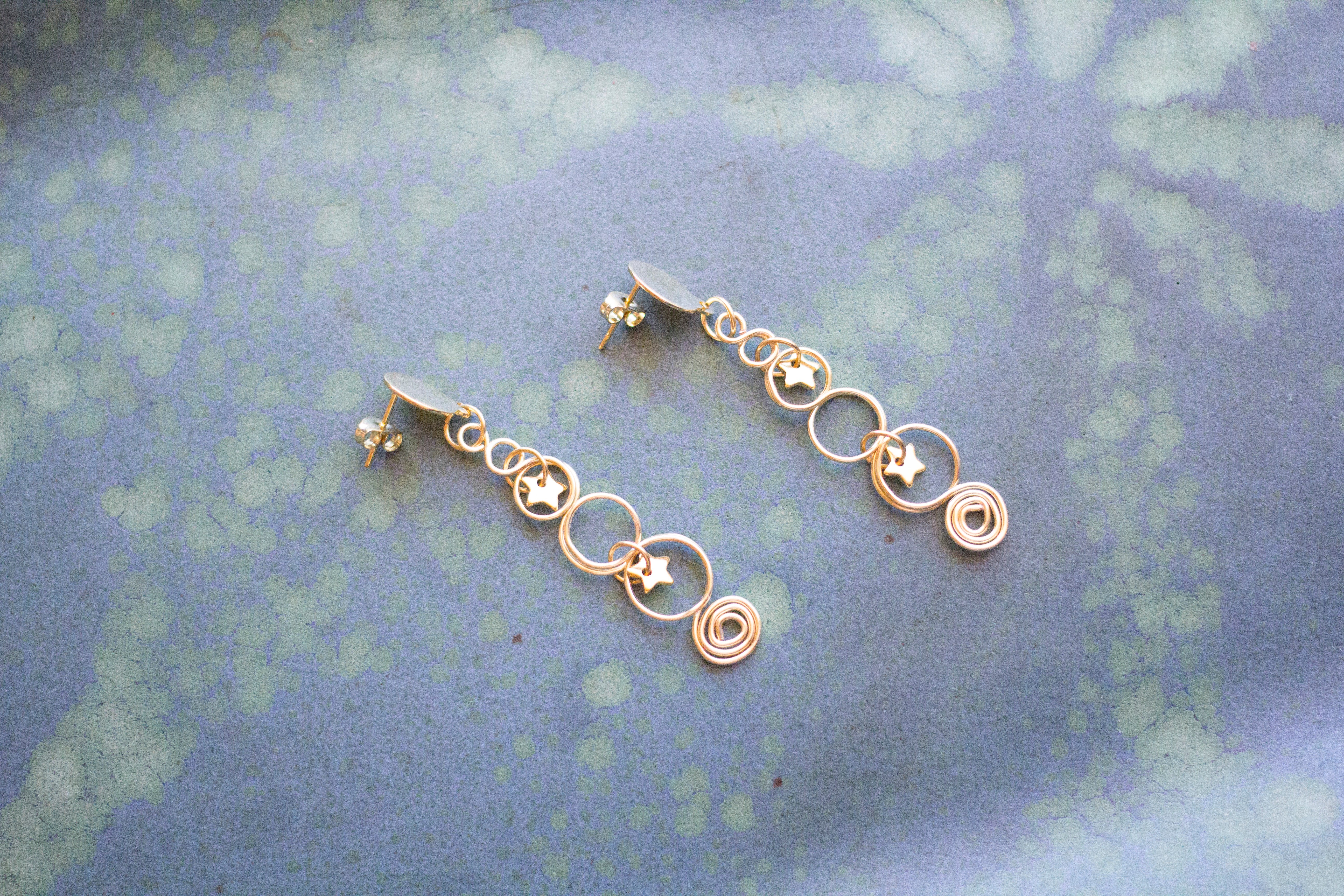 Gold Christmas Tree Earrings With Twinkling Stars | Christmas Jewellery