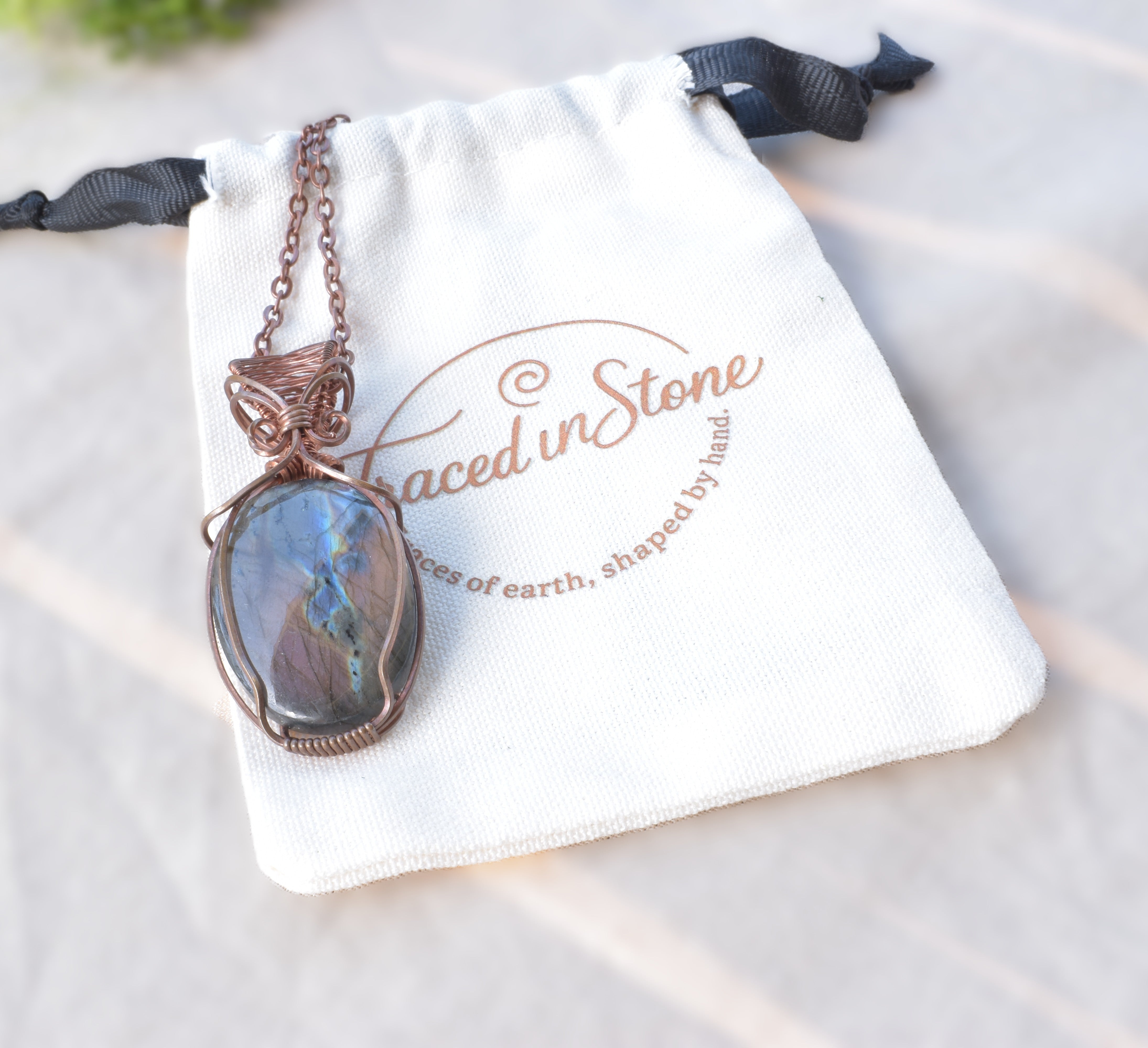 Burnished Light - Handcrafted Fire Labradorite Pendant