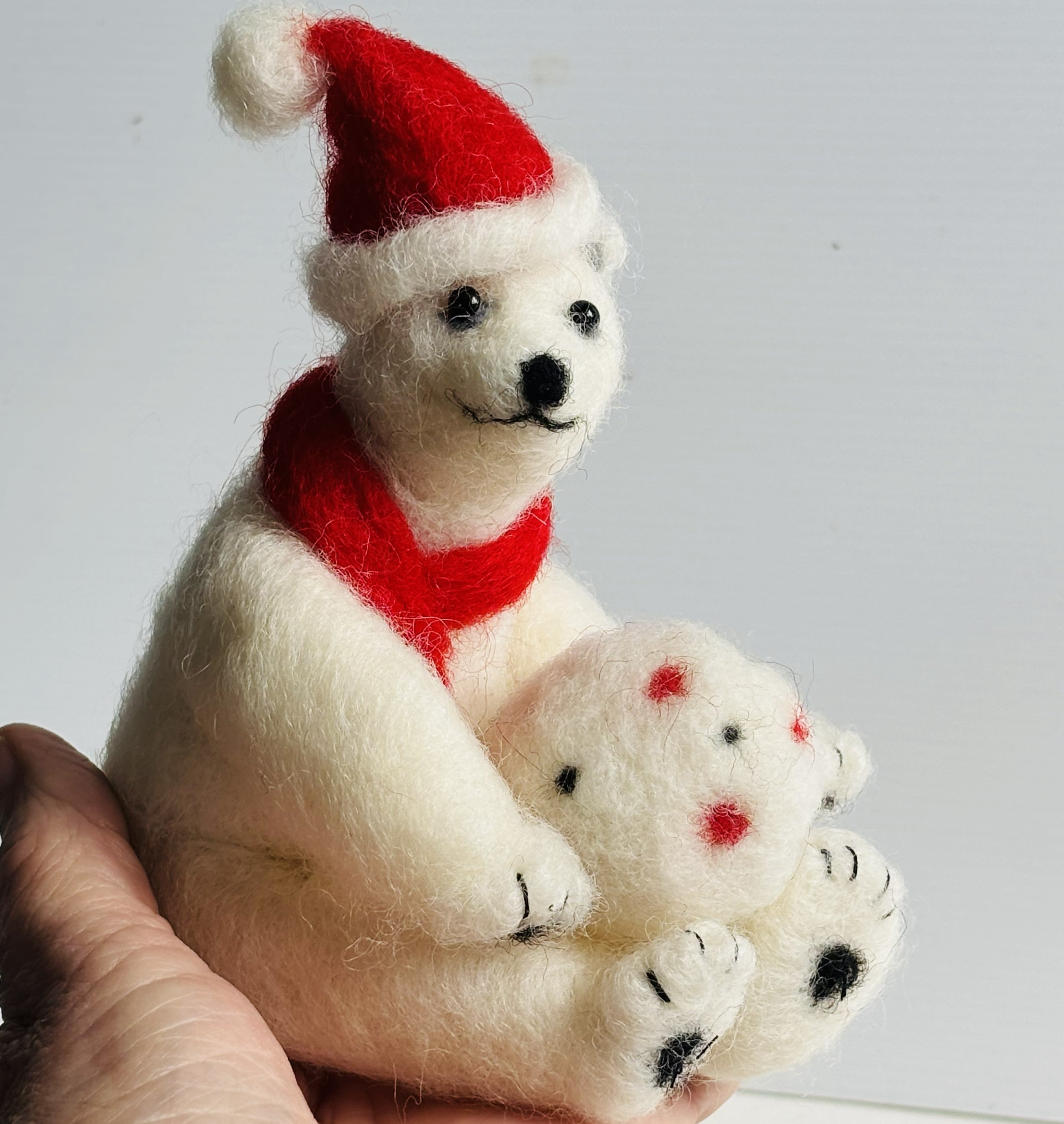 Christmas Polar Bear needle felt art animal decoration