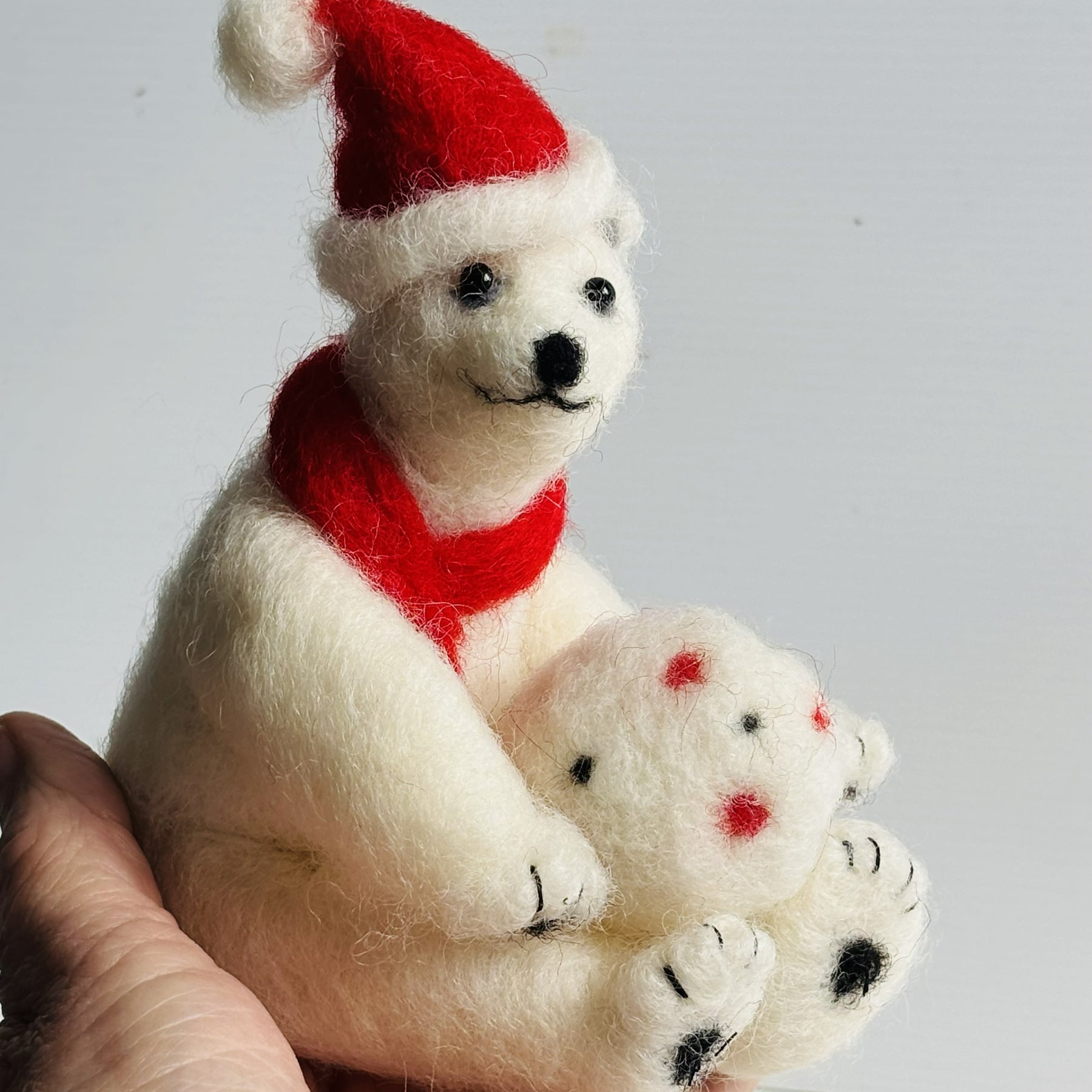Christmas Polar Bear needle felt art animal decoration