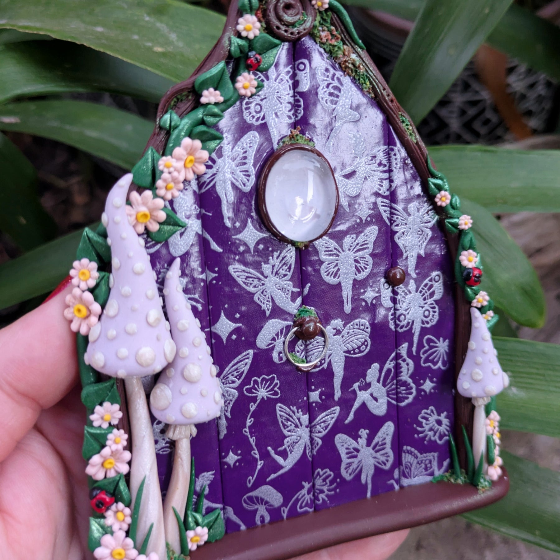 Pretty patterned Fairy Doors - available in Pink or Purple