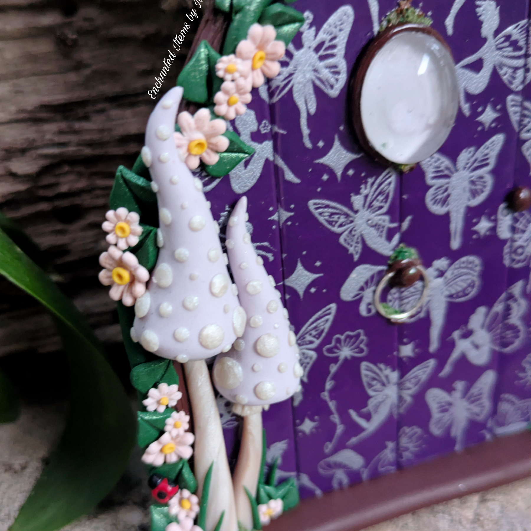 Pretty patterned Fairy Doors - available in Pink or Purple