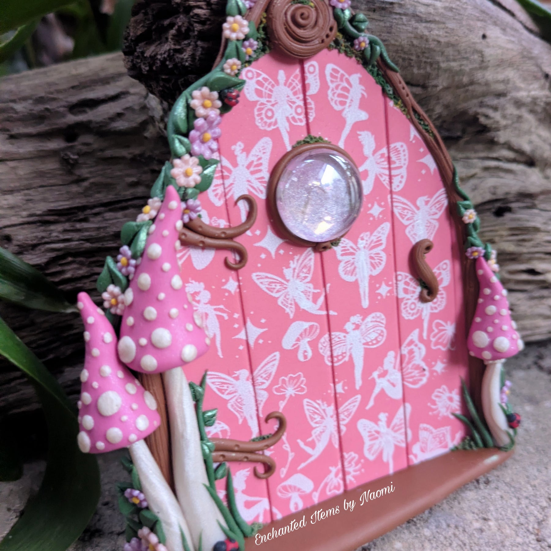 Pretty patterned Fairy Doors - available in Pink or Purple