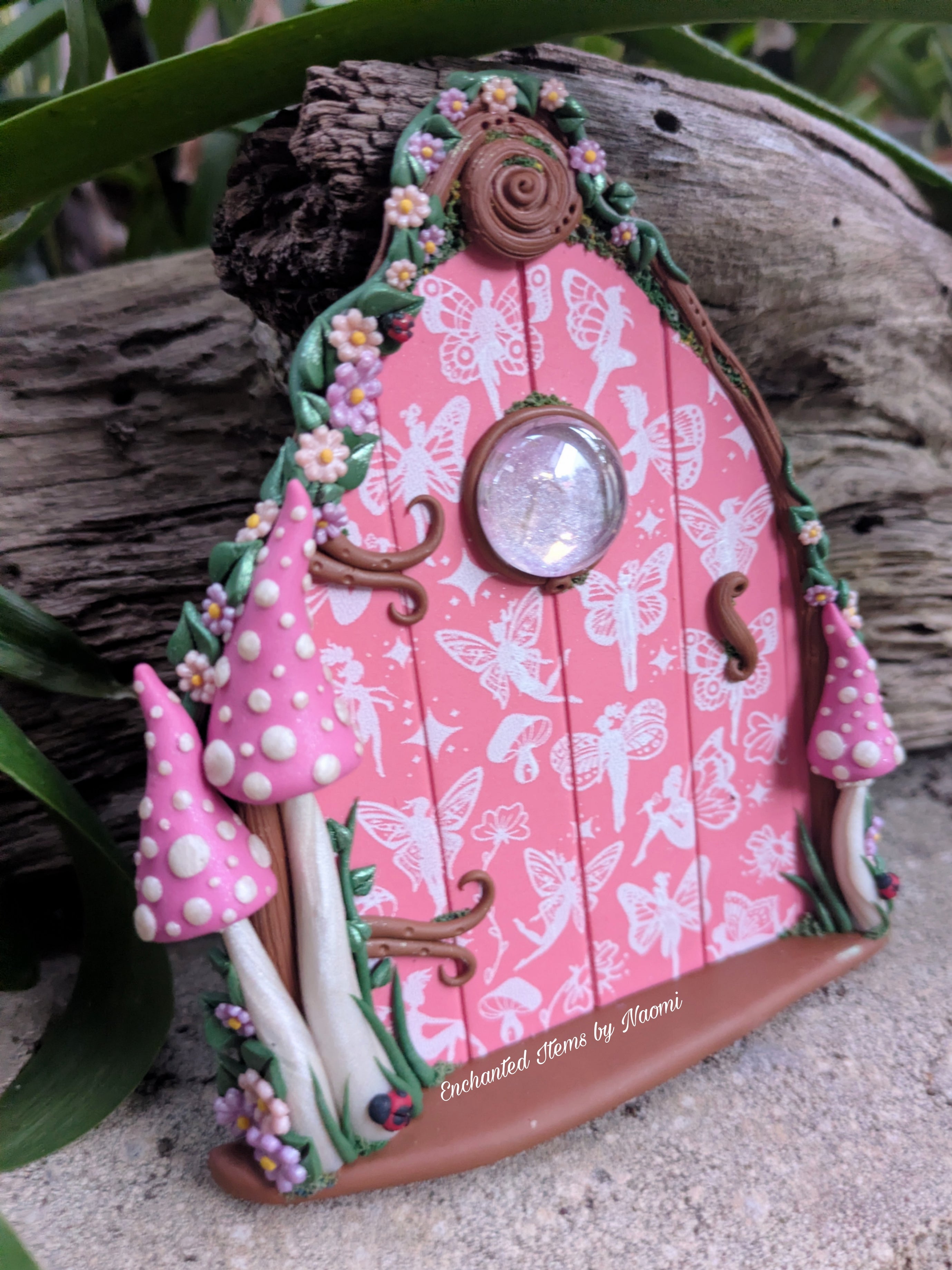 Pretty patterned Fairy Doors - available in Pink or Purple