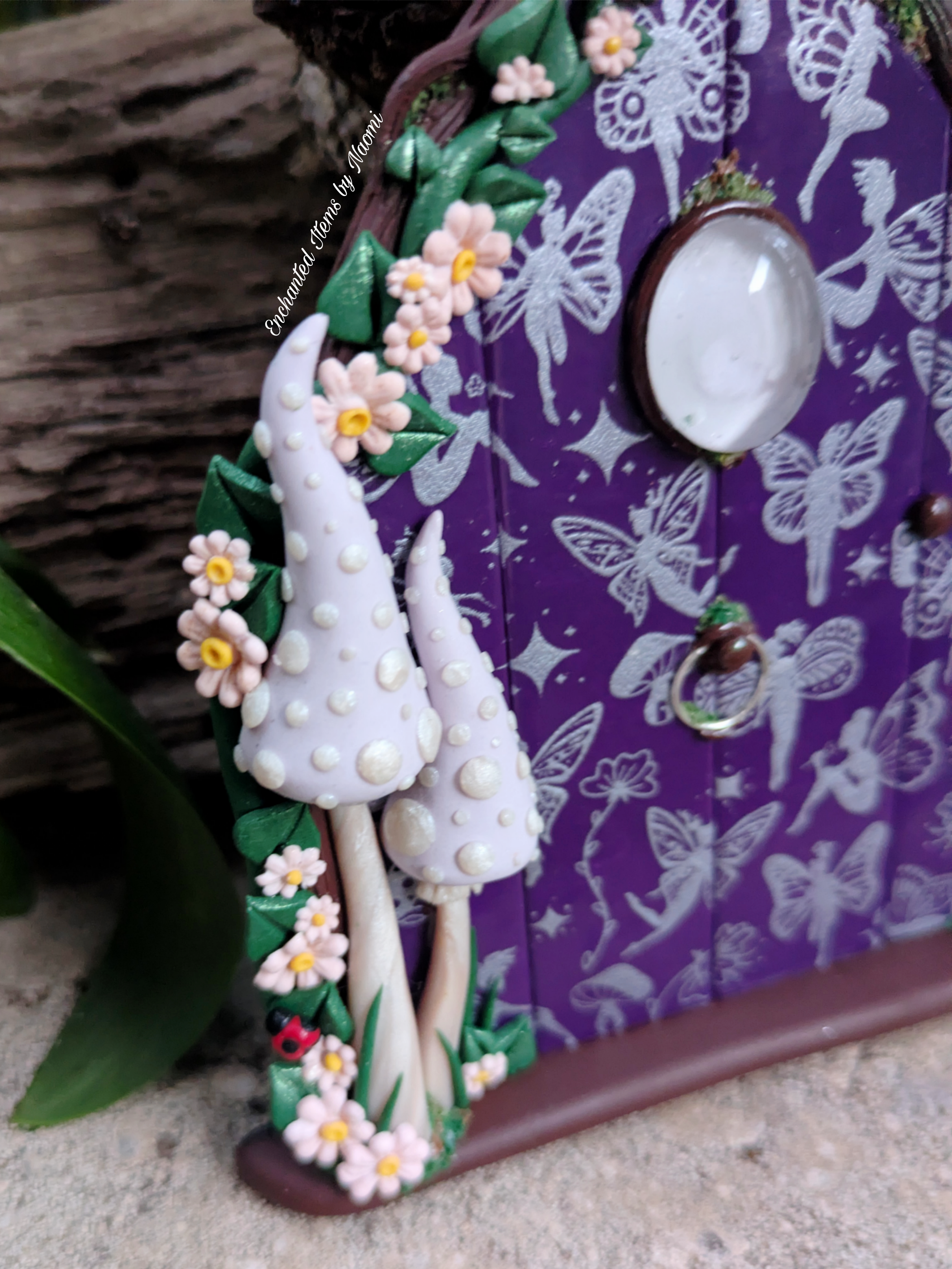 Pretty patterned Fairy Doors - available in Pink or Purple