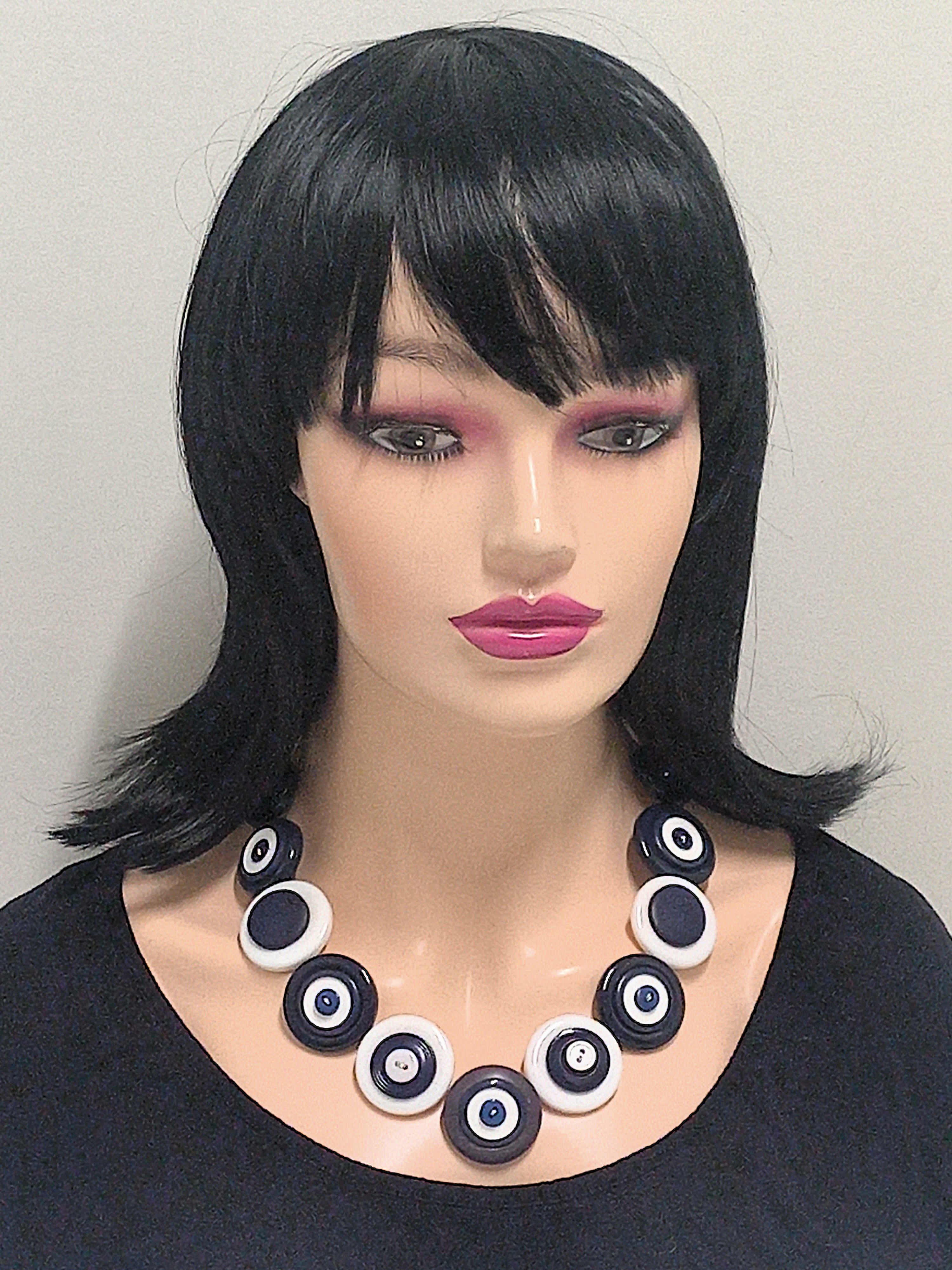 Button necklace - In the Navy