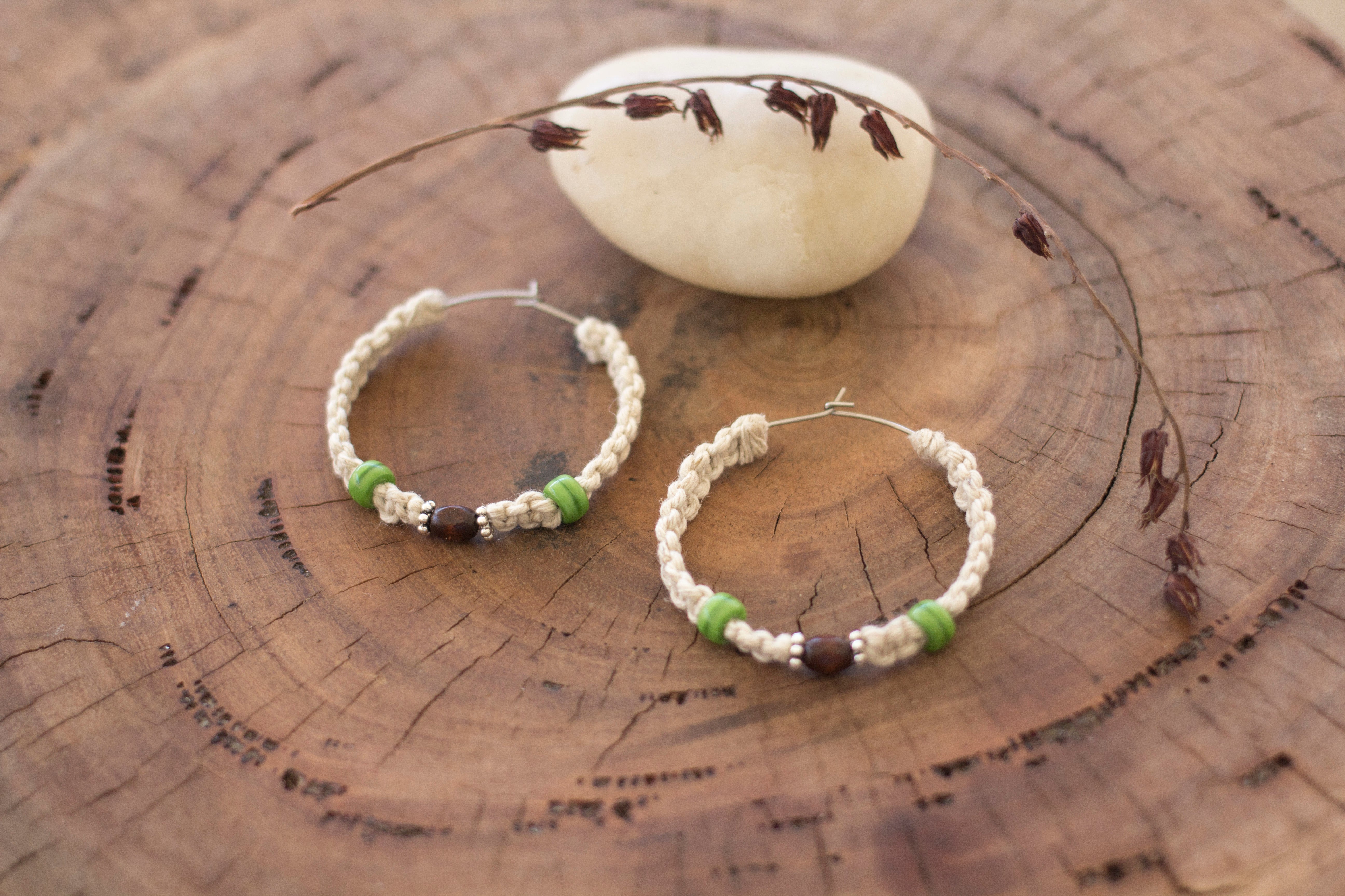 Boho Macrame Hoop Earrings