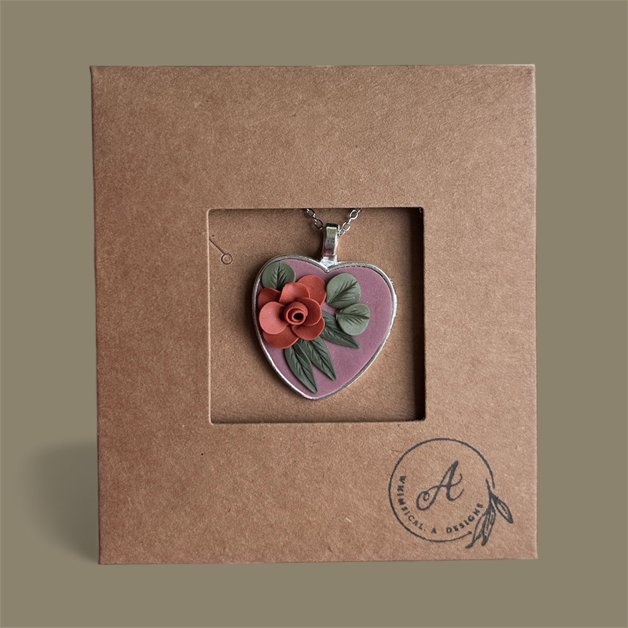 Rose Heart Pendant Lilac