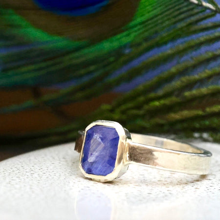 Stunning Blue Emerald cut Sapphire Ring