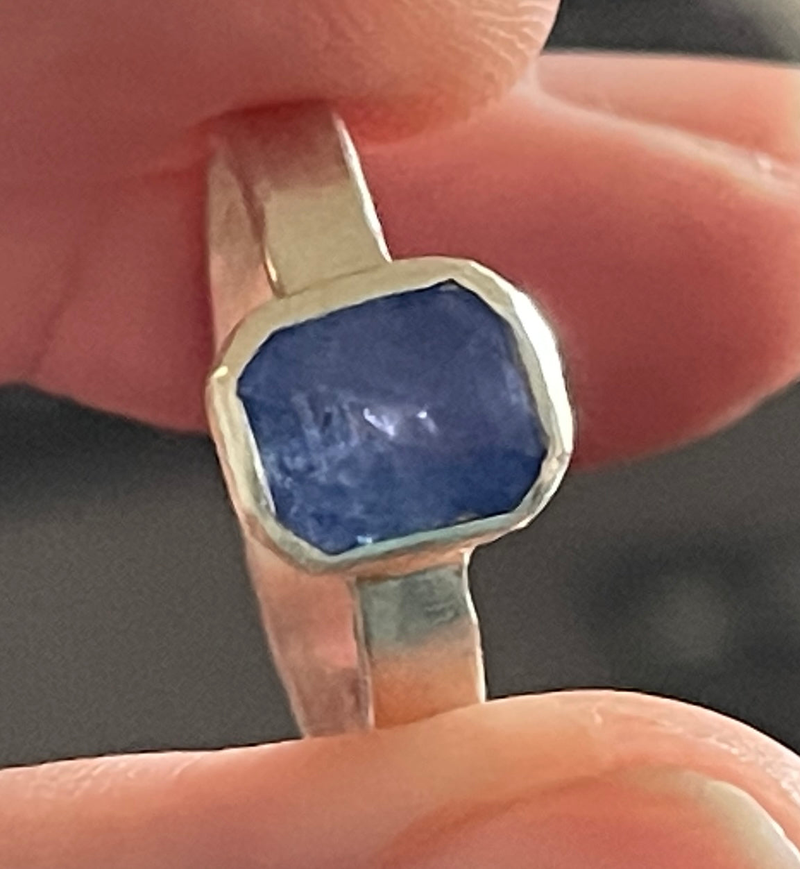 Stunning Blue Emerald cut Sapphire Ring