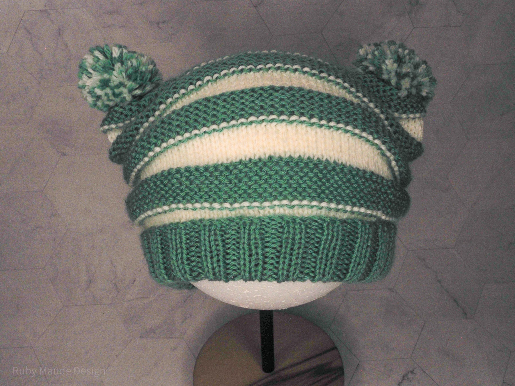Baby Pom Pom Beanie - Mint & Cream