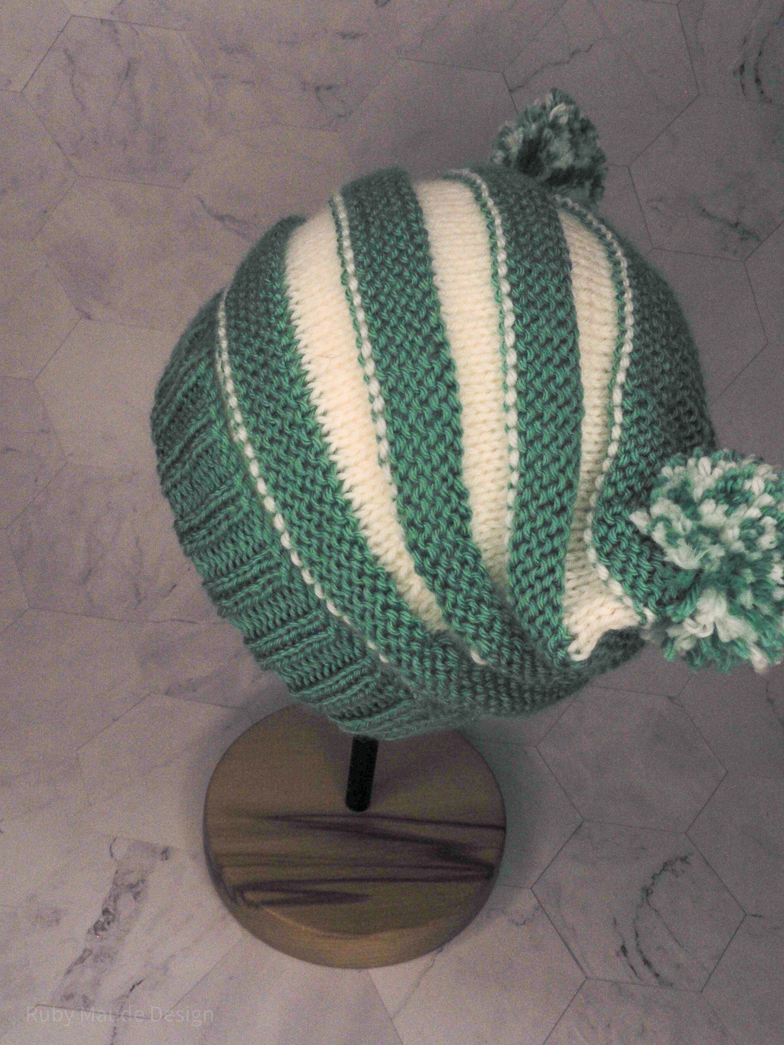 Baby Pom Pom Beanie - Mint & Cream