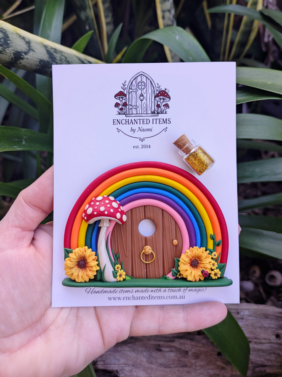 Mini Sunflower Rainbow Fairy Door