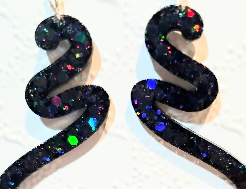 Gorgeous Deep Purple Squiggle Resin Earrings FREE POST