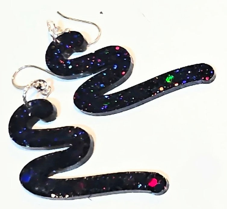 Gorgeous Deep Purple Squiggle Resin Earrings FREE POST