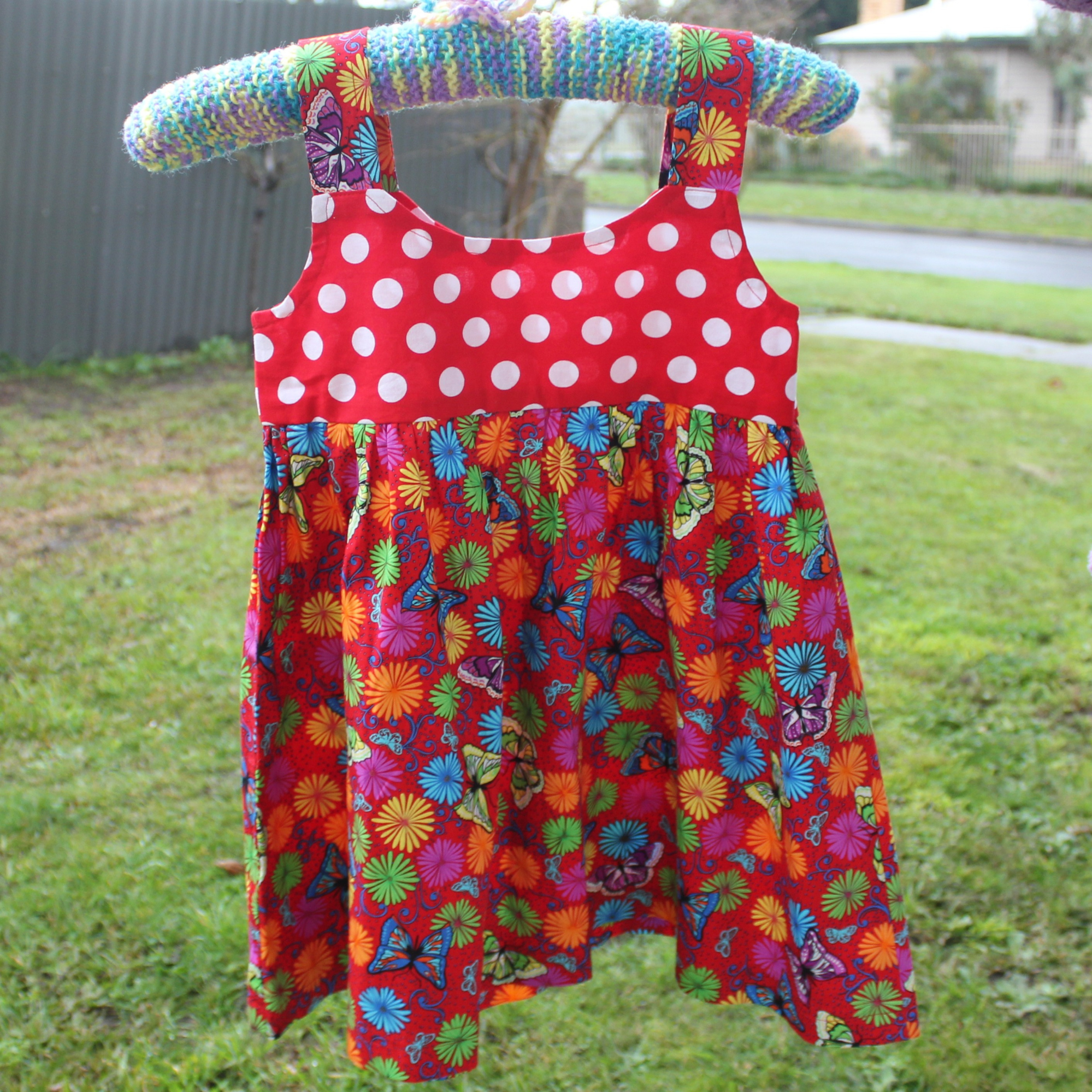 Girls Dress Size 5,Polkadots/Butteflies Floral.