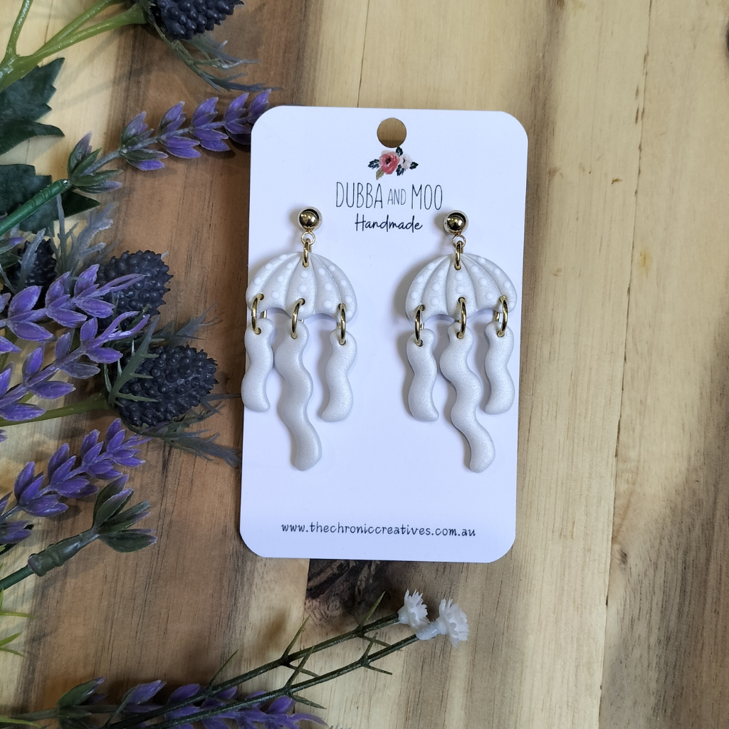 Jelly Fish Polymer Clay Dangle Earrings - Assorted Colours