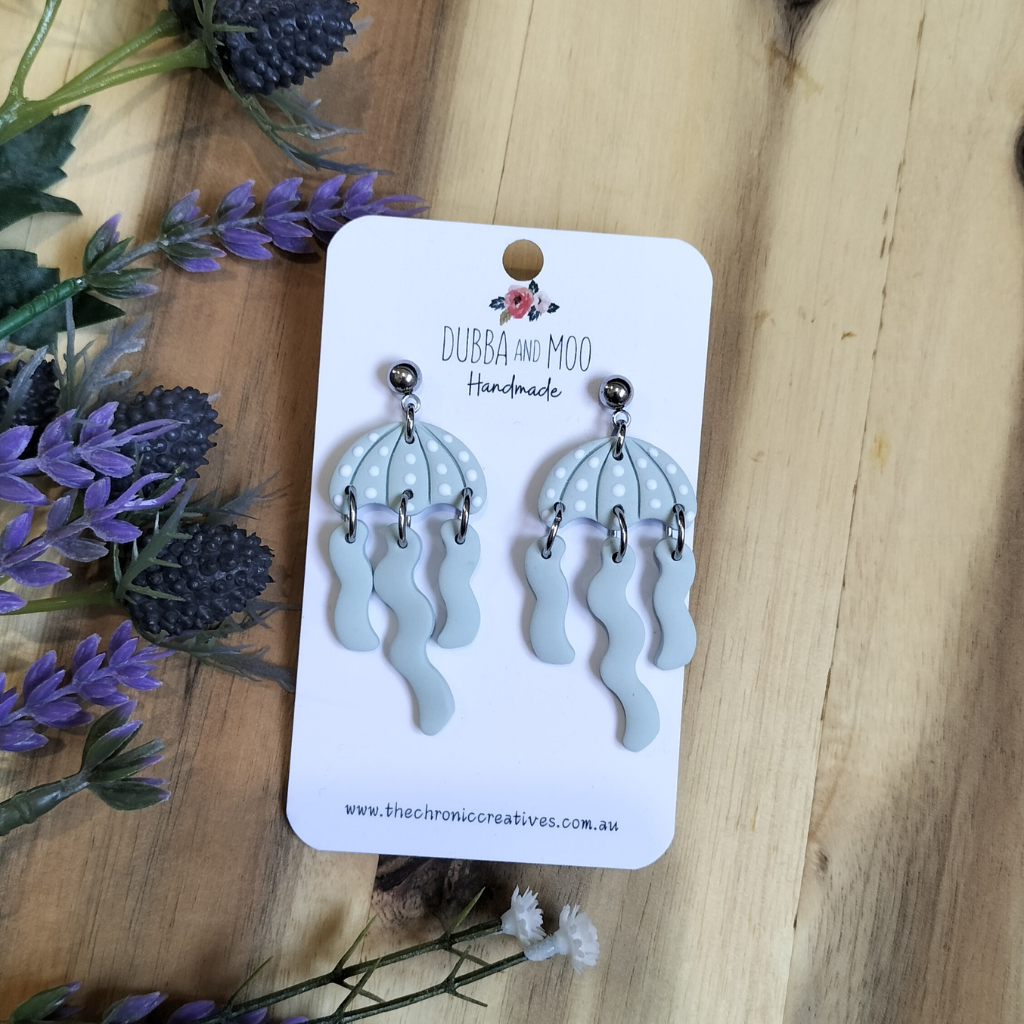 Jelly Fish Polymer Clay Dangle Earrings - Assorted Colours