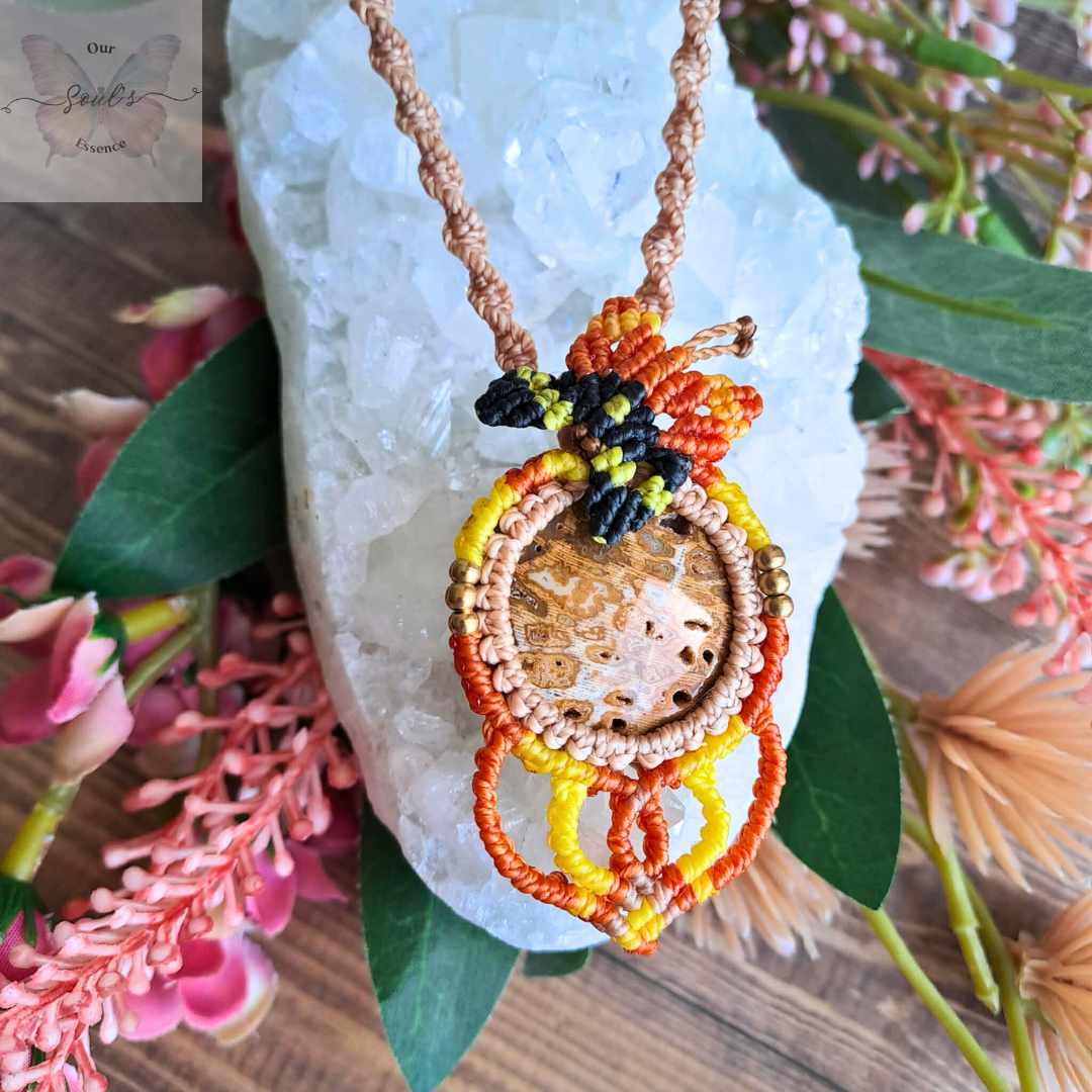 Palm Wood Micro Macramé Necklace
