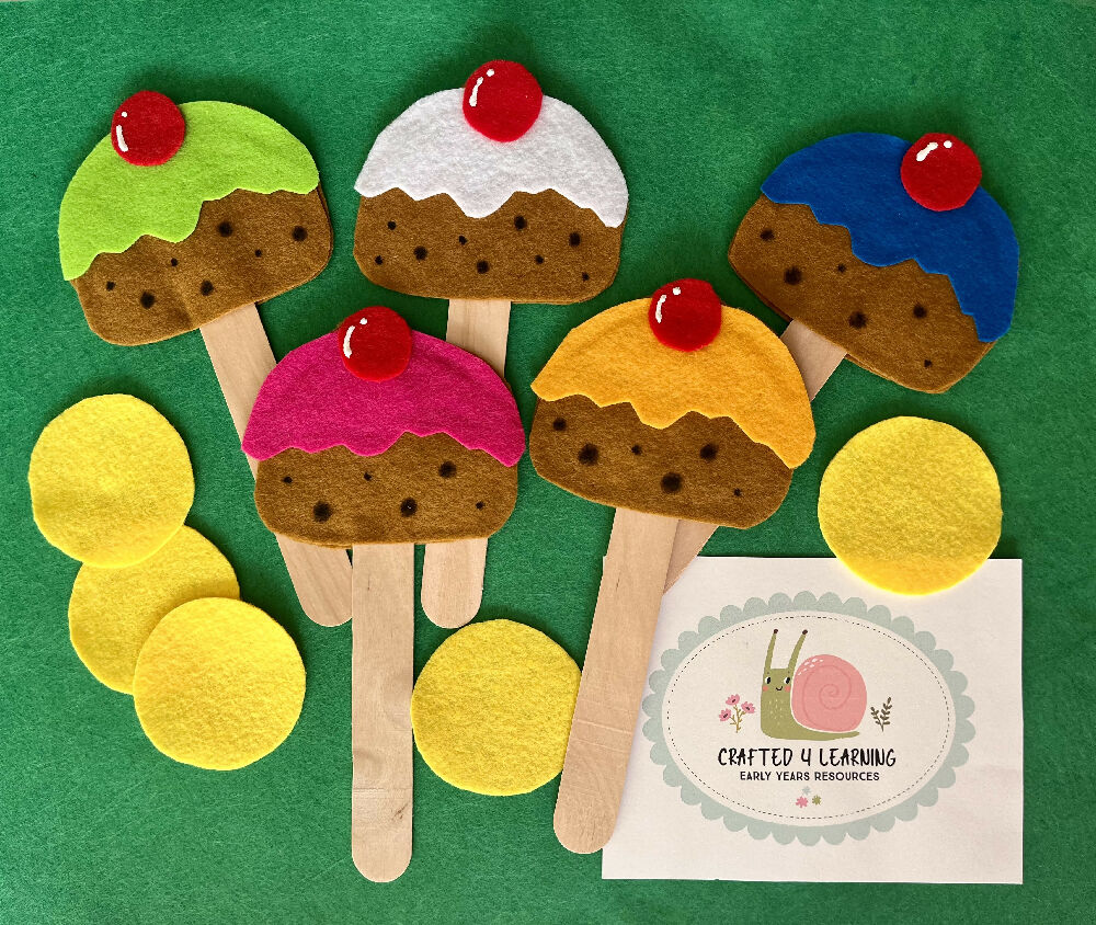 5 Currant Buns Stick Puppet Set