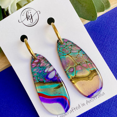 Colourful Wearable Art Hoop Earrings