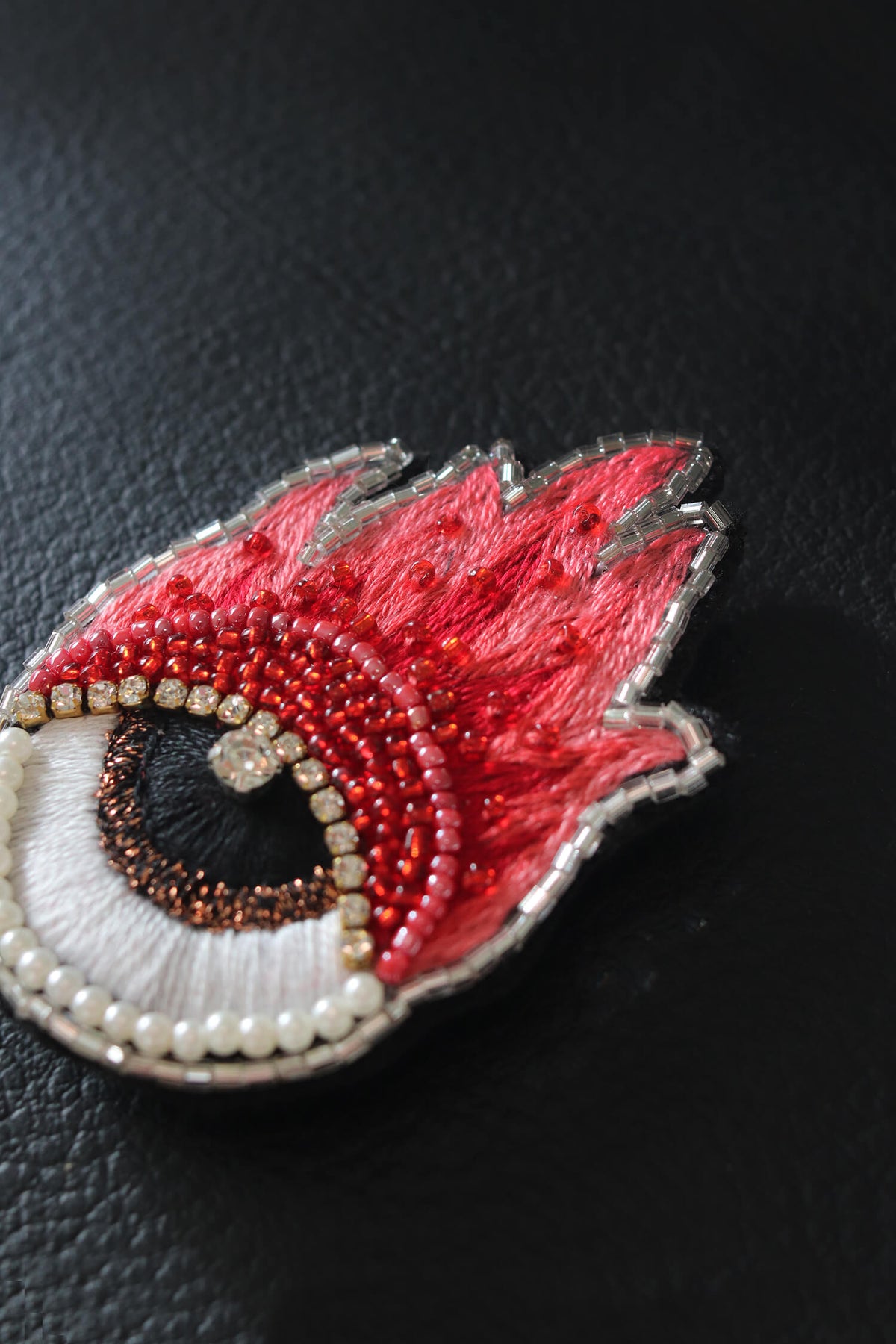 Beaded Fire Eye Brooch