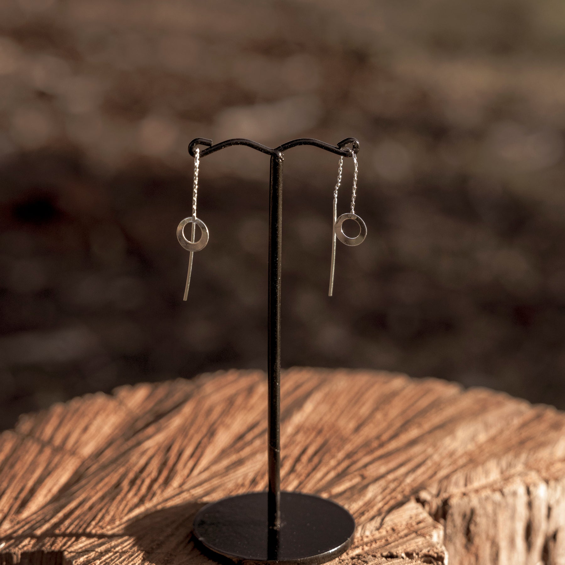 Sterling Silver Halo Threader Earrings