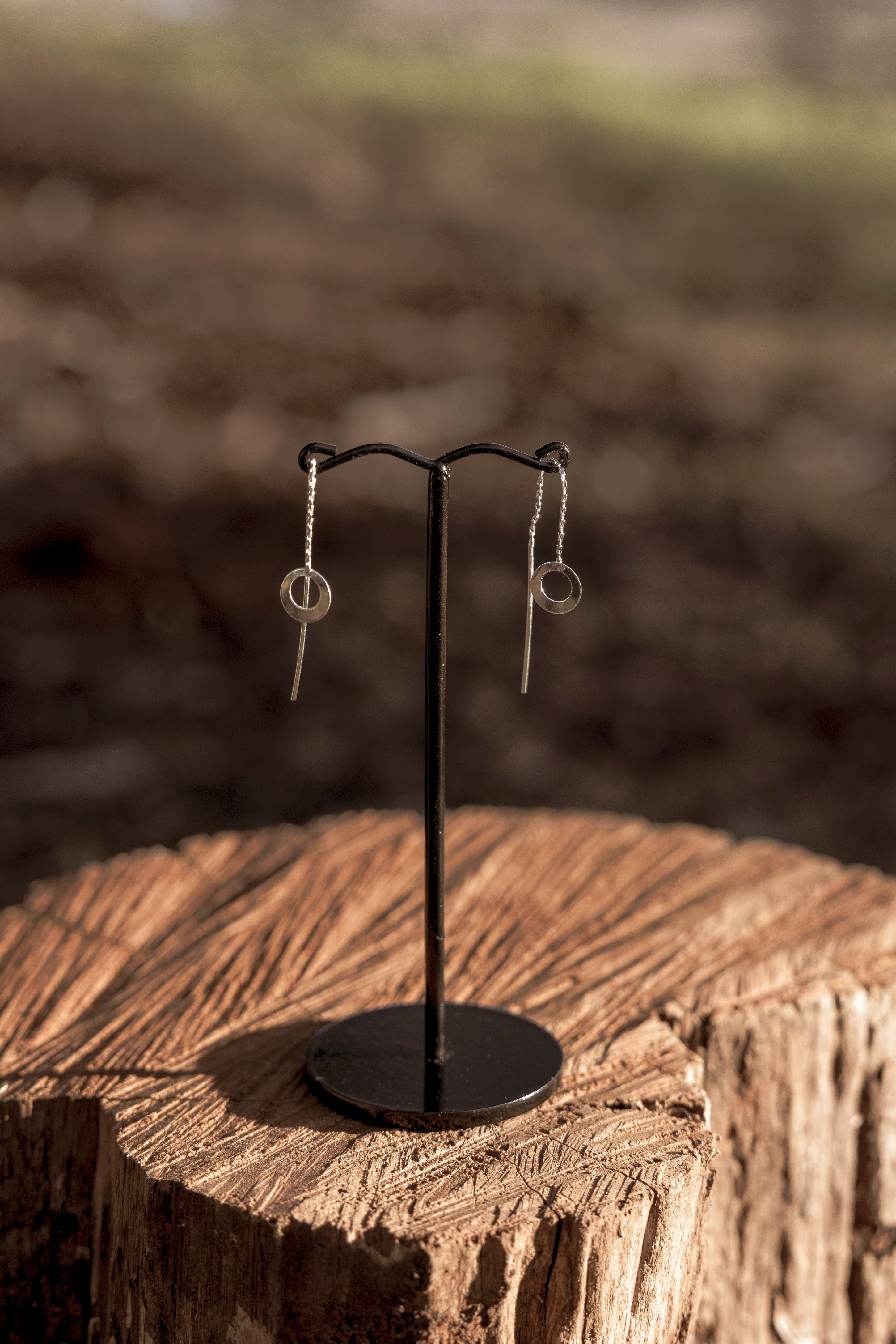 Sterling Silver Halo Threader Earrings