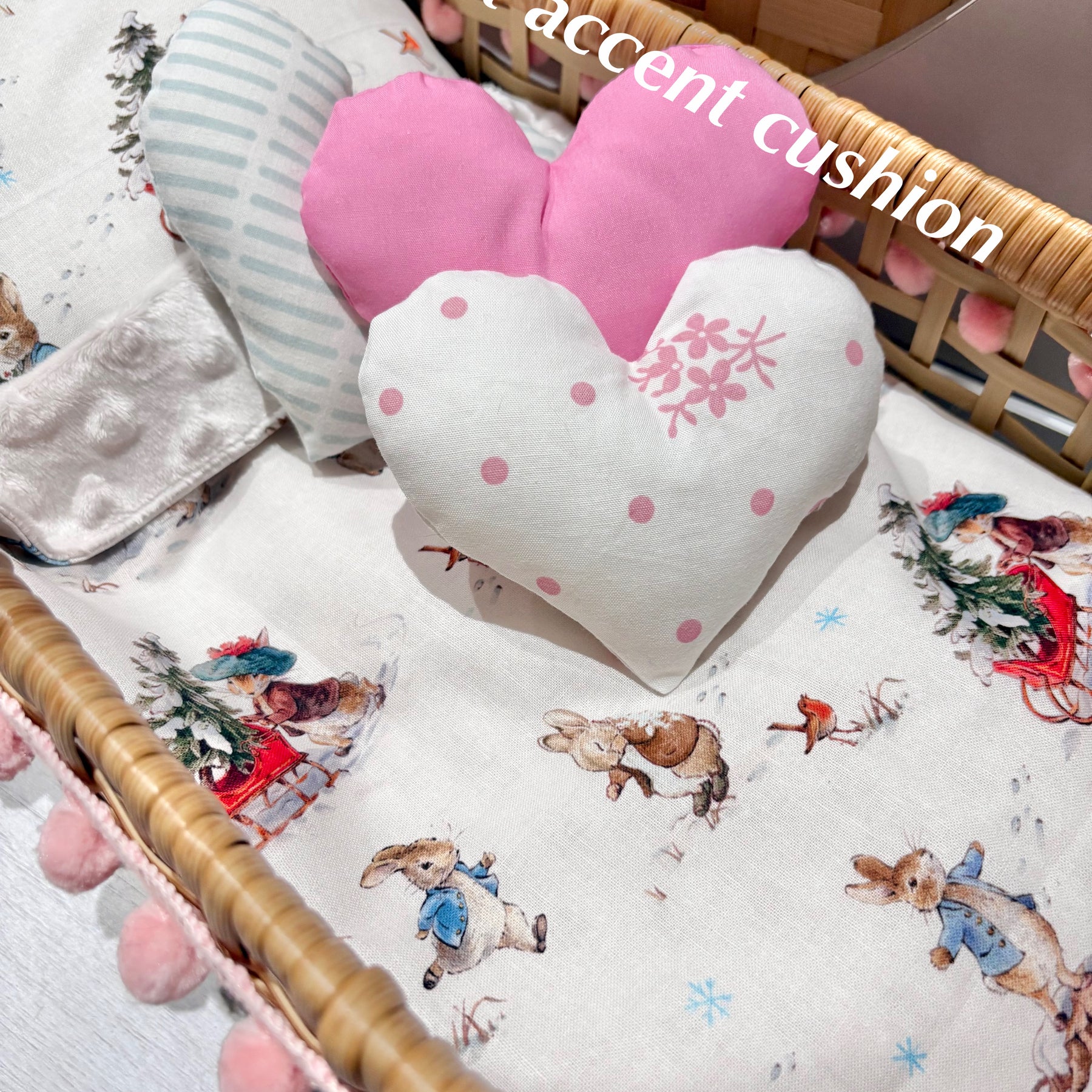 Handmade Doll Bedding Set – Fits Kmart & Target Doll Pram/Bassinet | Pillow & Minky Blanket | Toy Nursery Accessories