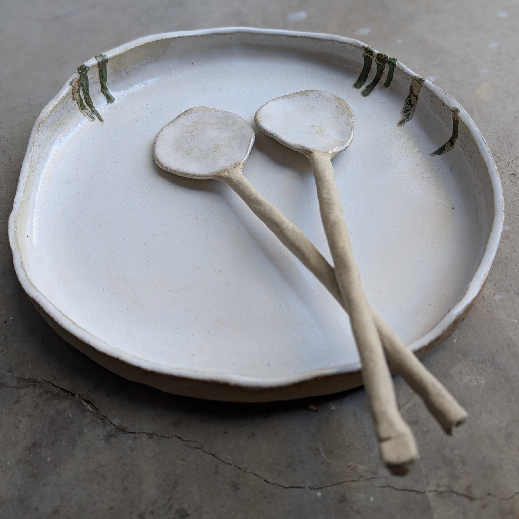 Hand-formed Ceramic Serving Bowl + Spoon set | Calming • Organic • Textural