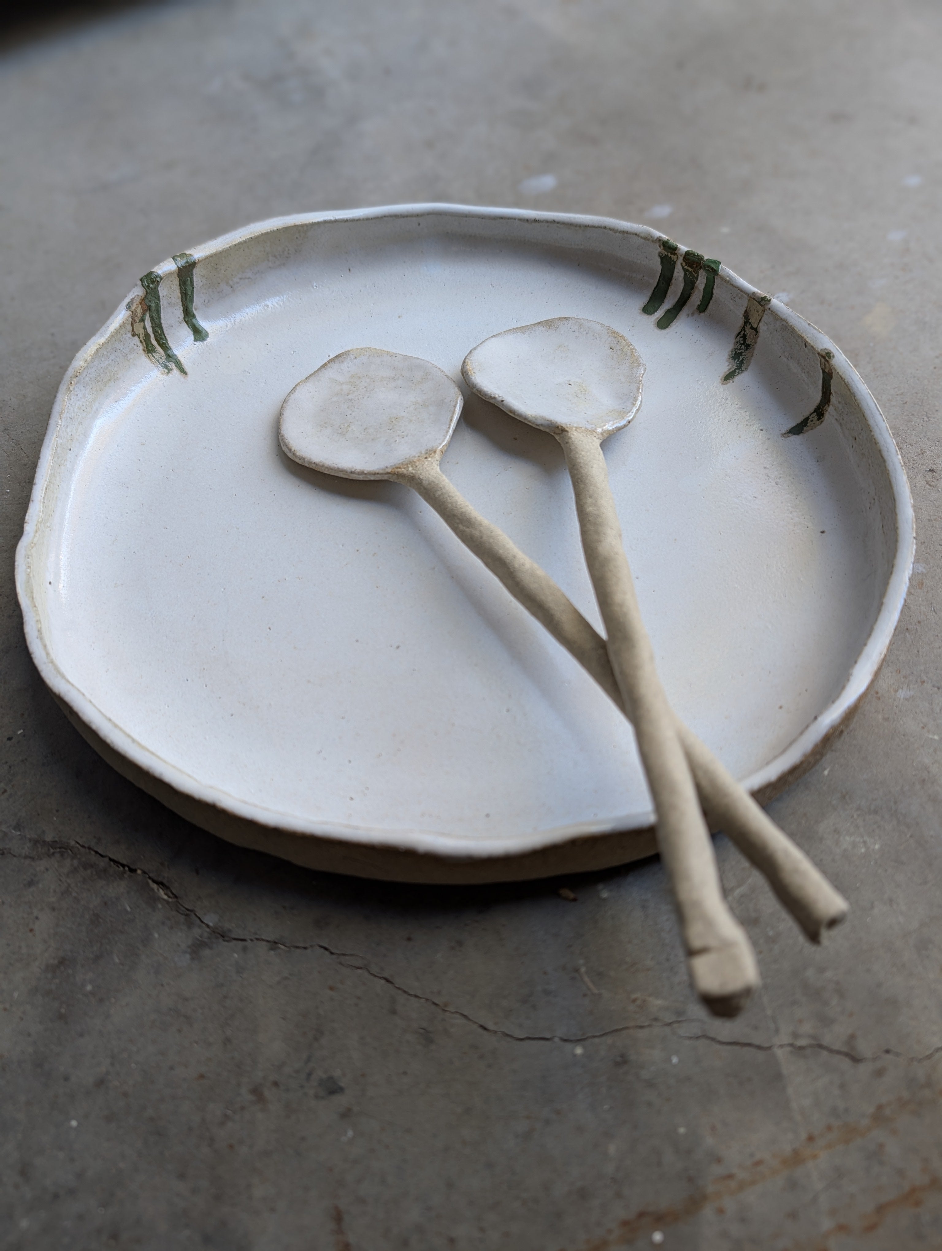 Hand-formed Ceramic Serving Bowl + Spoon set | Calming • Organic • Textural