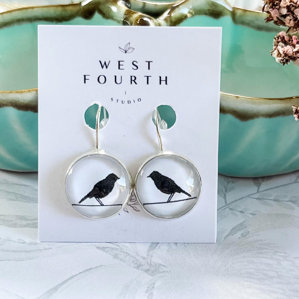 Blackbird Earrings • Paper and Glass Earrings