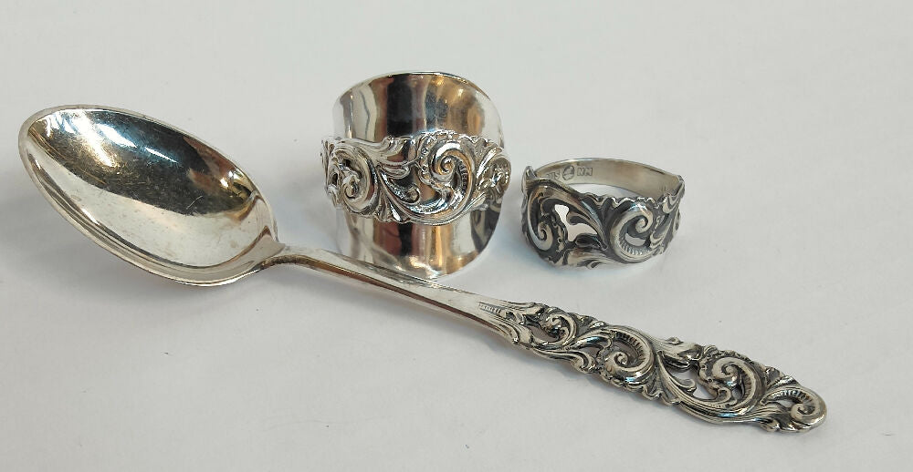 Vintage Nordic Swirl spoon ring