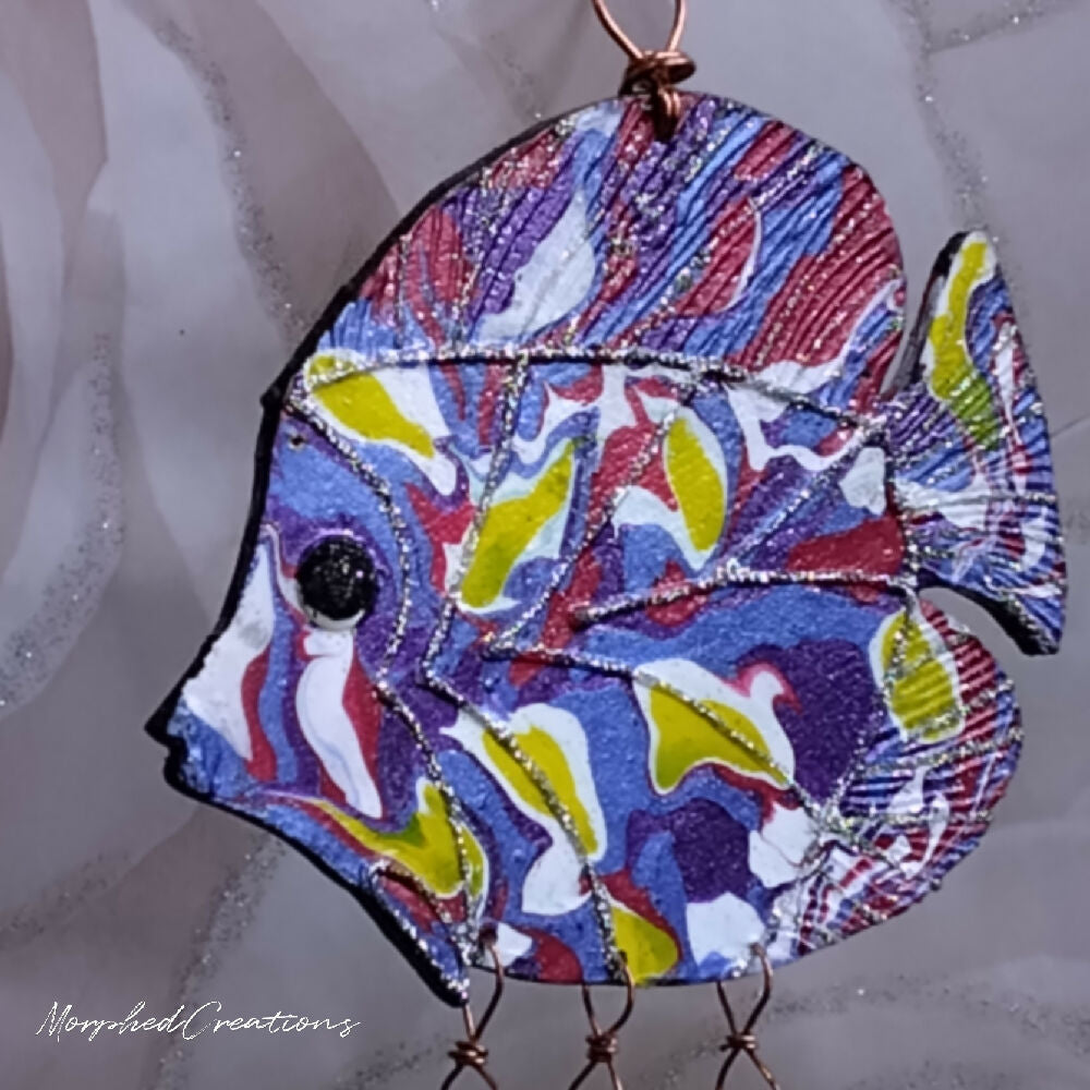 fish suncatcher multicoloured hand painted natural copper glass beads glass crystals 4