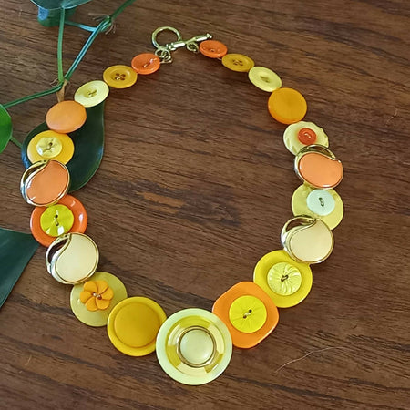 Button necklace - Oranges and Lemons