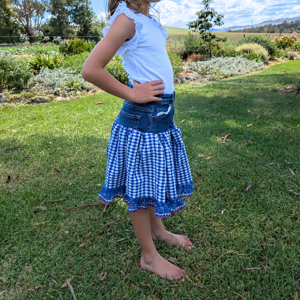 girls-upcycled-denim-skirt-size-6-7-blue-gingham-australian-handmade-sewing-artist-the-denim-patch (3)