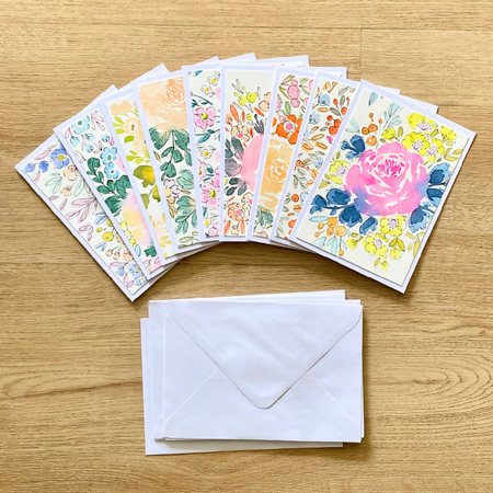 Set of 9 Original Hand Painted Notecards (h) Free Postage