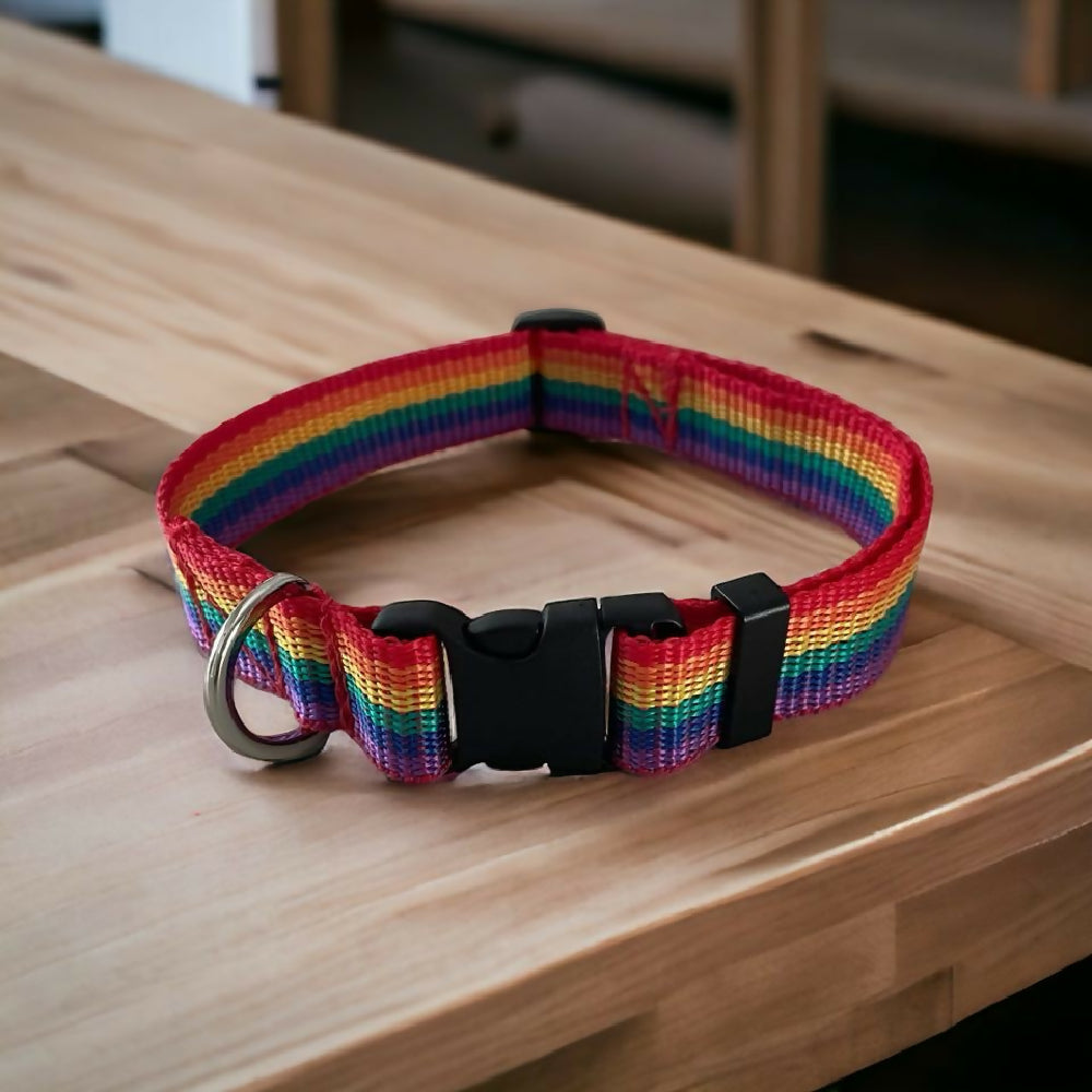 Dog Pet Collar Rainbow 3 Adjustable Sizes S M L XL