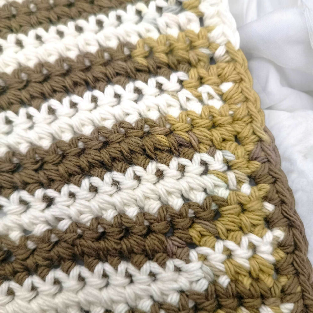 Chocolate Ombre Crocheted Cloths, Showing the Stitching Close Up, 7.1.2025